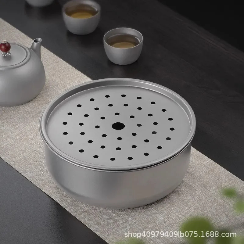 Pure Titanium Tea Tray Modern Minimalist Kung Fu Set Small Drainage Table for Household Outdoor Use with Teacup Holder Simple