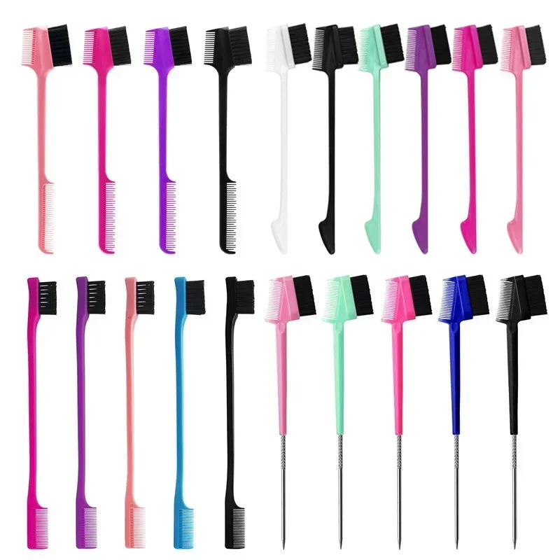 Eyebrow Brush Comb Double Sided 3 In 1 Edge Control Brush for Baby Hair Salon Hair Comb Brushes Beauty Tools Hair dye brushes