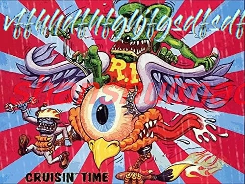 Rat Fink Riding Flying Eyeball Retro Vintage Look Reproduction Metal Tin Sign 8X12 Inches House Garage Decor sign