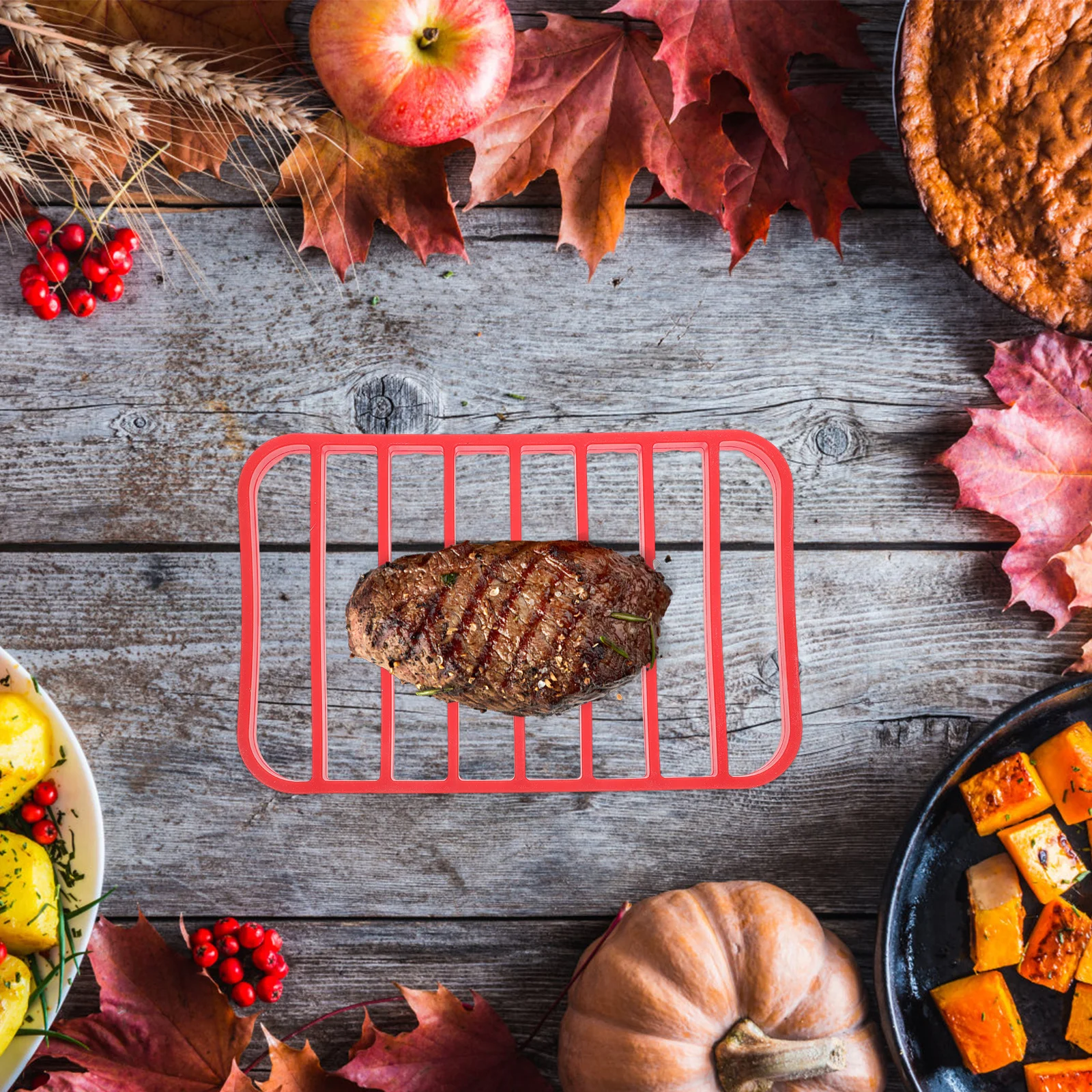 

Silicone Roasting Rack 27X17.5X2.5Cm Non-Stick Baking Grid For Oven Pressure Cooker Steam Pot Slow Cooker Dishwasher Safe