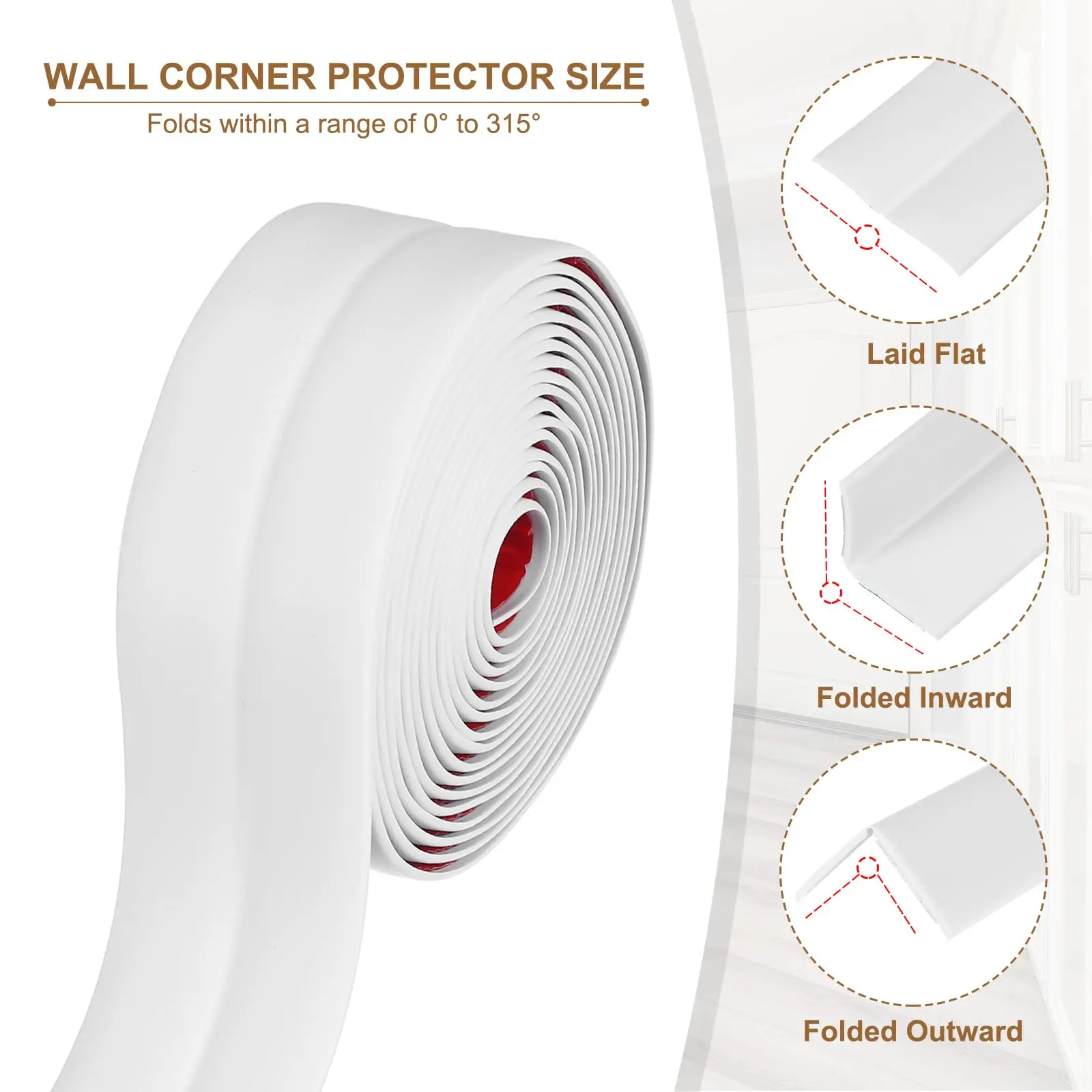 3-Meter-Long PVC Corner Protector, Self-Adhesive Corner Protector, Peelable And Adhesive Wall Corner Protector.