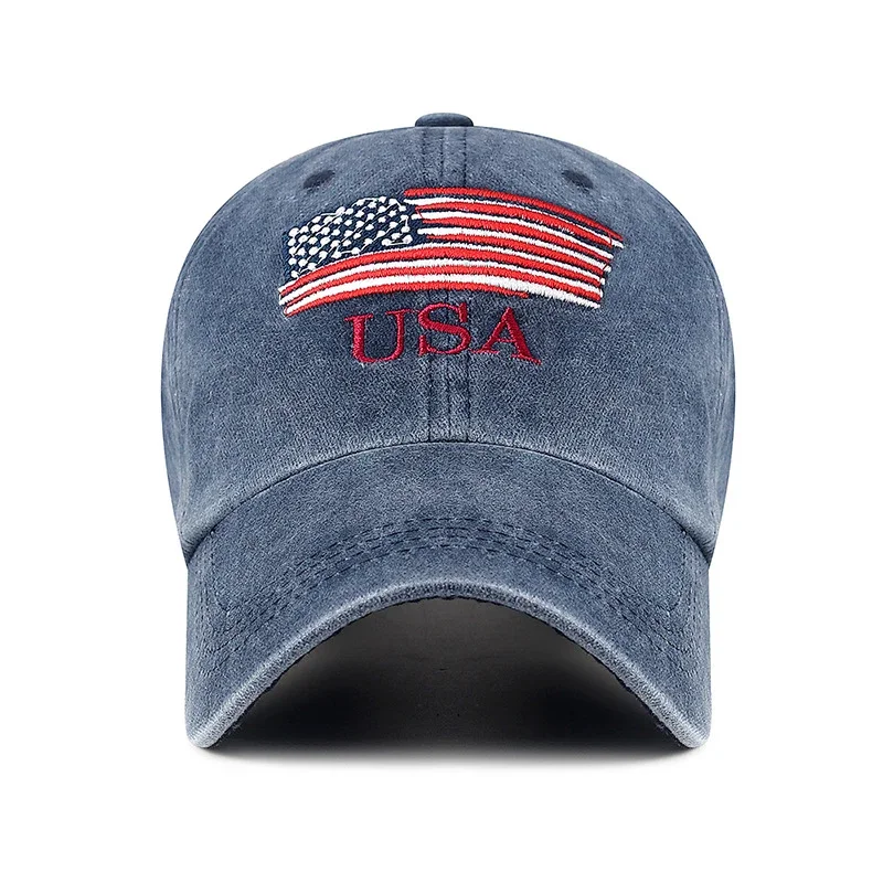 New Washed Cotton Old Embroidered USA Letter Cap Outdoor Men and Women Sun Visor Baseball Cap