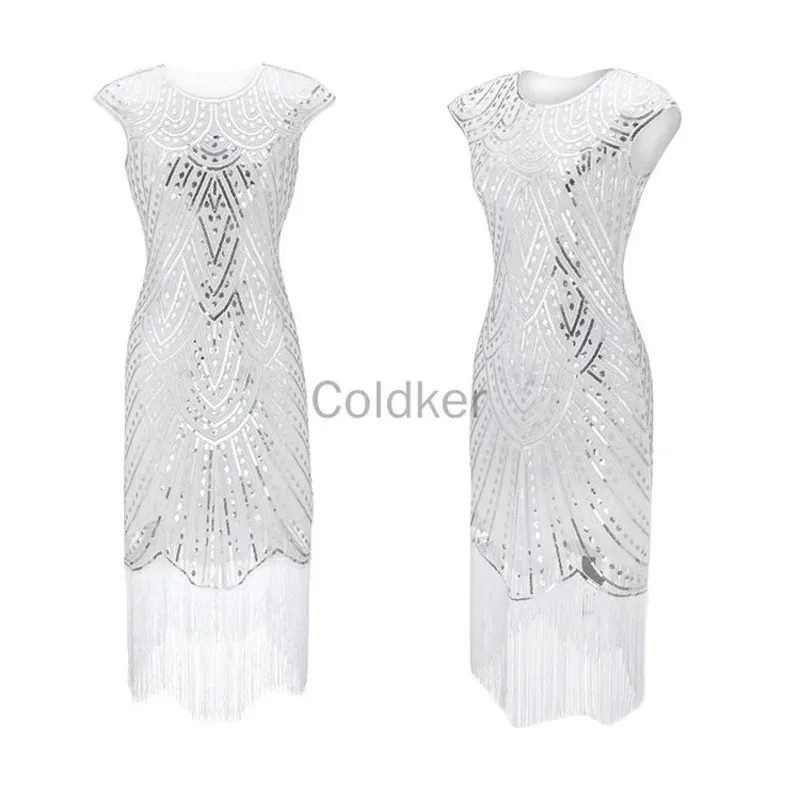 2025 New 1920s Flapper Costume Great Gatsby Dress O-Neck Cap Sleeve Sequin Fringe Party Charleston Dress Knee Length Summer ★ ★