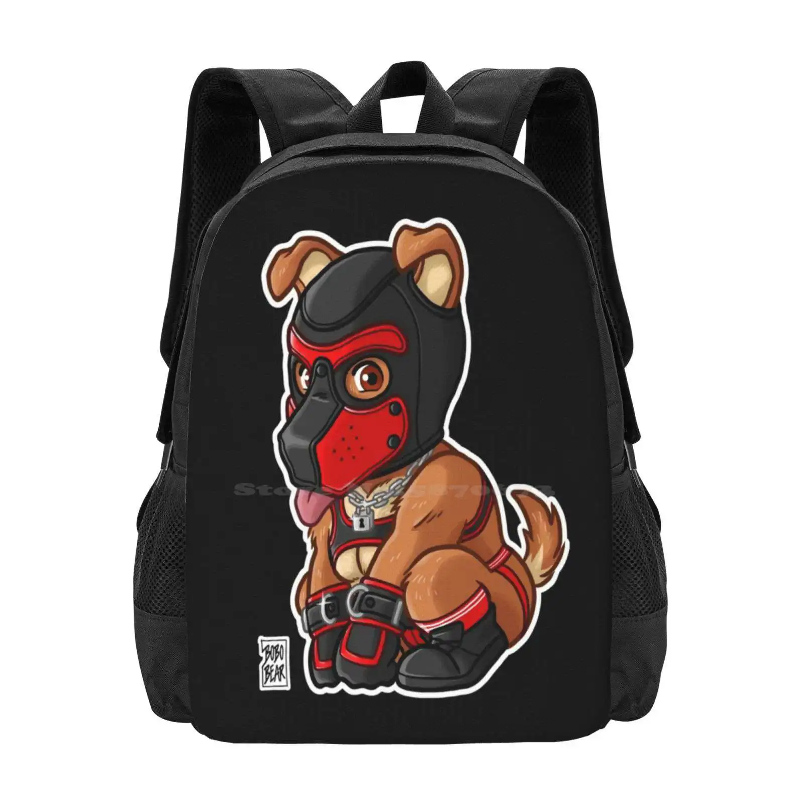 Playful Puppy - Red Mask - Bearzoo Series Backpacks For School Teenagers Girls Travel Bags Bobobearart Bobo Bear Bear Weekend Ot