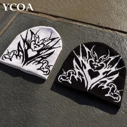 Erkek bere bts mektup şapka Y2k örme Hip Hop Streetwear yün kış kore moda kazak aksesuarları jakarlı kadın kap