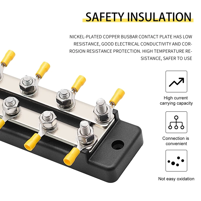 4 Way Dual Row Terminal 150A Bus Bar Block Ground Distribution With Terminal For Auto Marine Car Trailer RV Boat