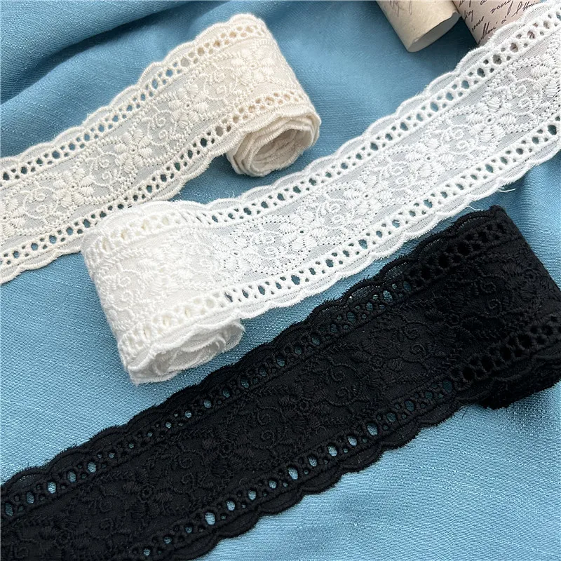 5Yard/Lot Breite 4,5 CM Baumwolle Bilateralen Bestickte Spitze Trim kinder Kleidung Kleid Kragen Dekorative Hause Stoff – Detail 4