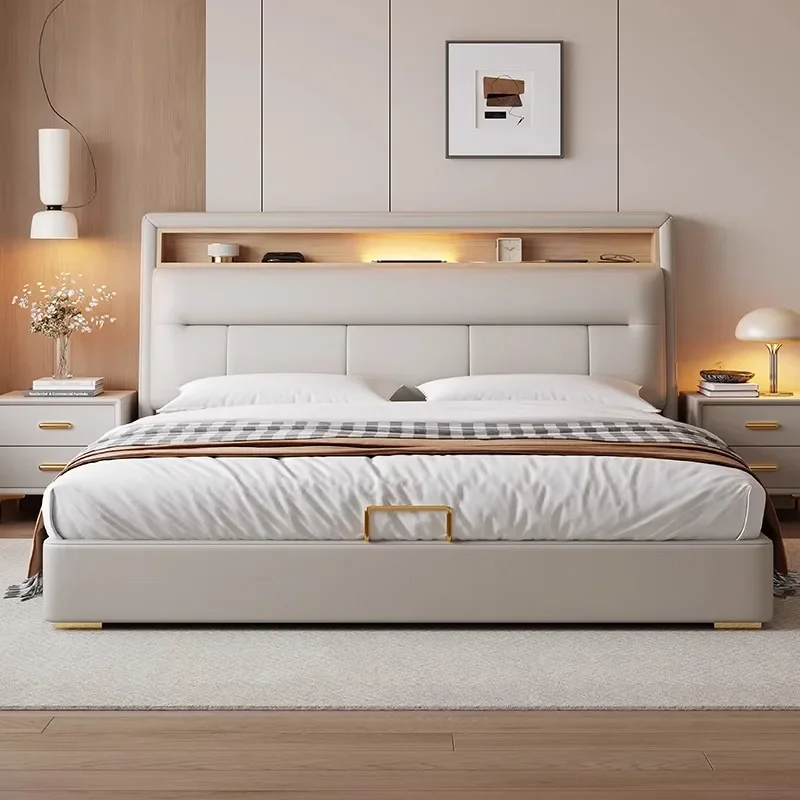 Leather Modern Storage Double Bed King Soft Design Adults Queen Bed Frame Space Saving Camas De Dormitorio Bedroom Furniture
