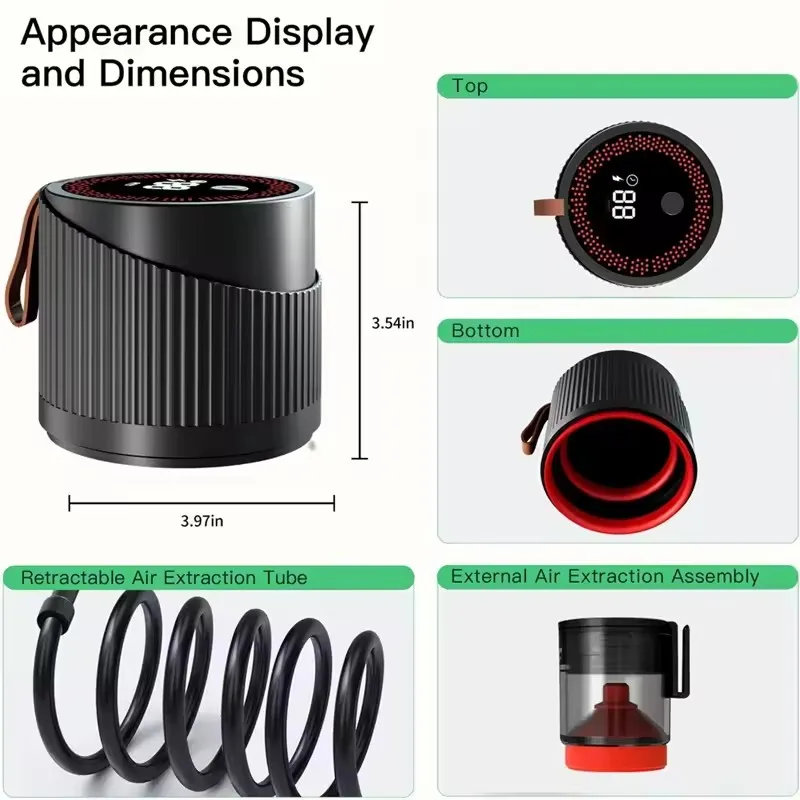 Kit de sellado al vacío de tarros de albañil eléctrico, sellador al vacío de tarros 4 en 1 para tarros de albañil de boca ancha y regular, para tarros, botellas de vino