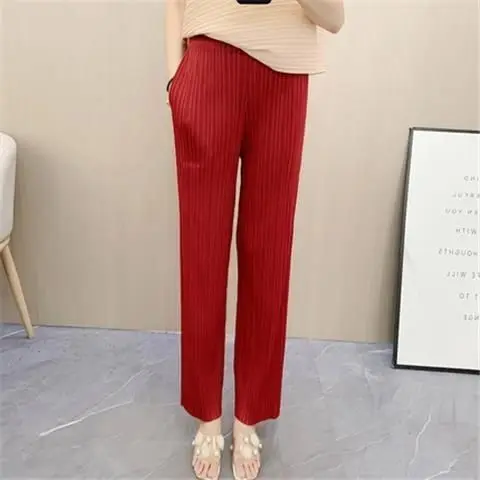 Pleated pants for women's high-end Harlan pants, spring and summer casual  nine point radish pants, new style