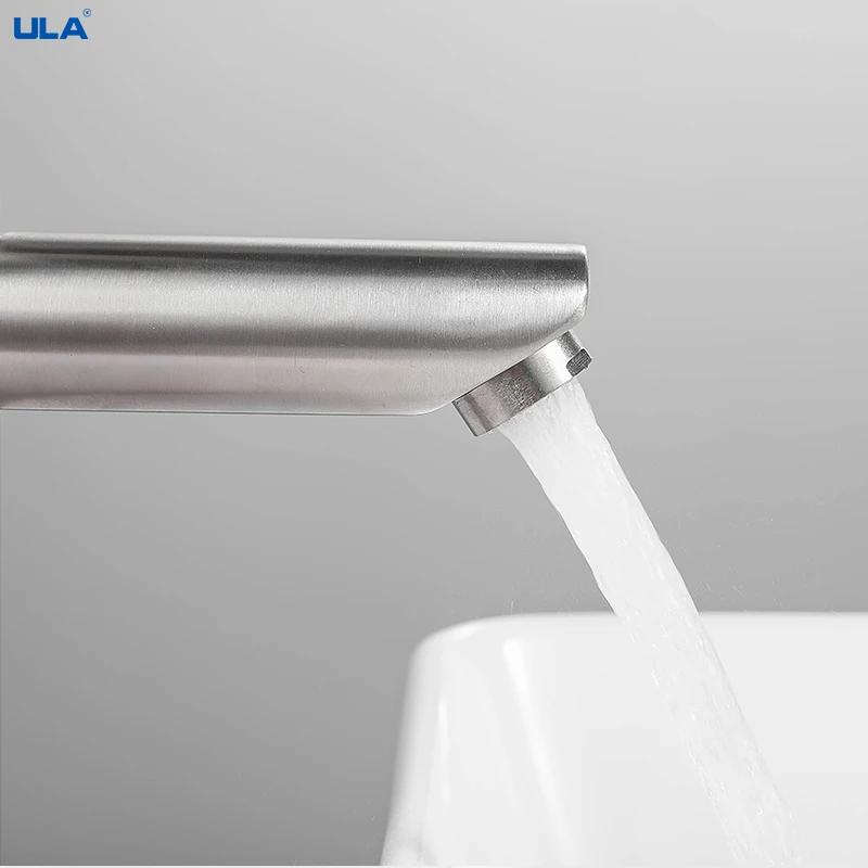 ULA Stainless Steel Basin Faucet Waterfall Bathroom Sink Faucet Hot Cold Water Mixer 360 Rotation Bathroom Crane Washbasin Tap