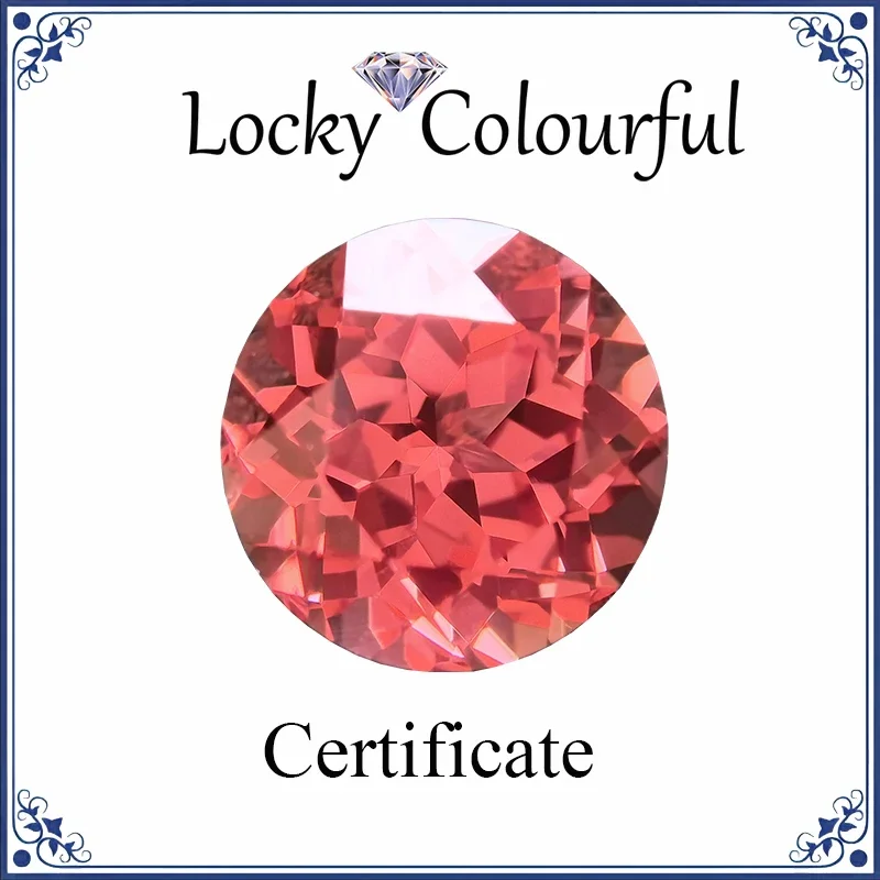 

Lab Grown Padparadscha Round Shape Top Quality Fire Lotus Color Charm Beads for Diy Jewelry Making Selectable AGL Certificate