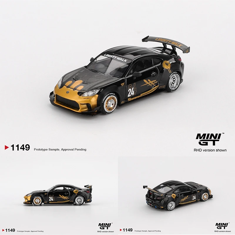 ما قبل البيع MINIGT 1149 1:64 Toyota GR86 LB Nation الذهب الأسود دييكاست نموذج سيارة مجموعة اللعب