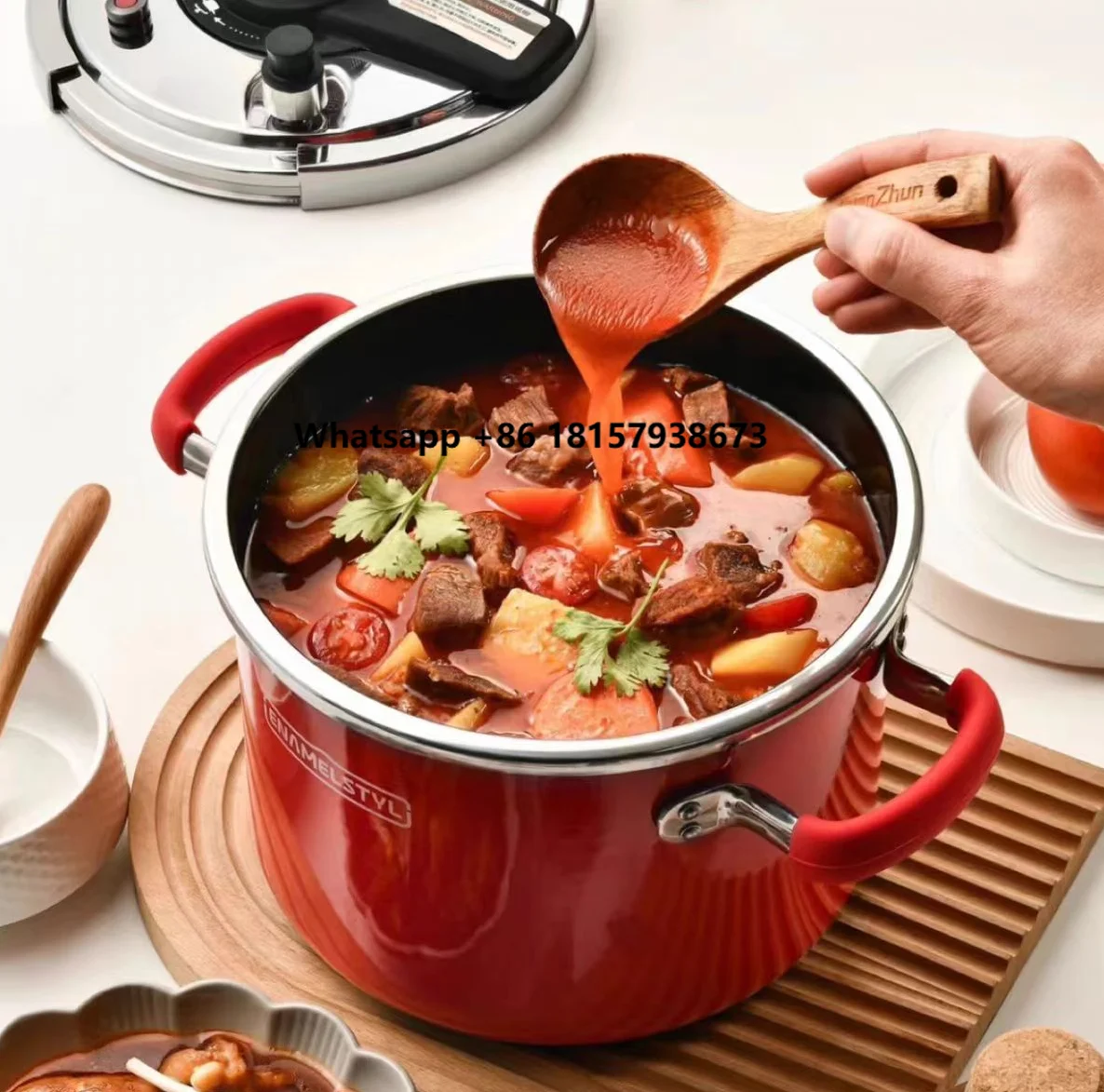 

Wholesale Dual-Cover Enamel Stainless Steel Pressure Cooker - 22cm Induction Compatible Kitchenware