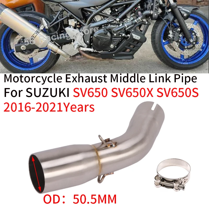 Slip For SUZUKI SV650 SV650X SV650S 2003 -  2020 2021 2022 51MM Motorcycle Exhaust Escape Modify Moto Muffler Middle Link Pipe