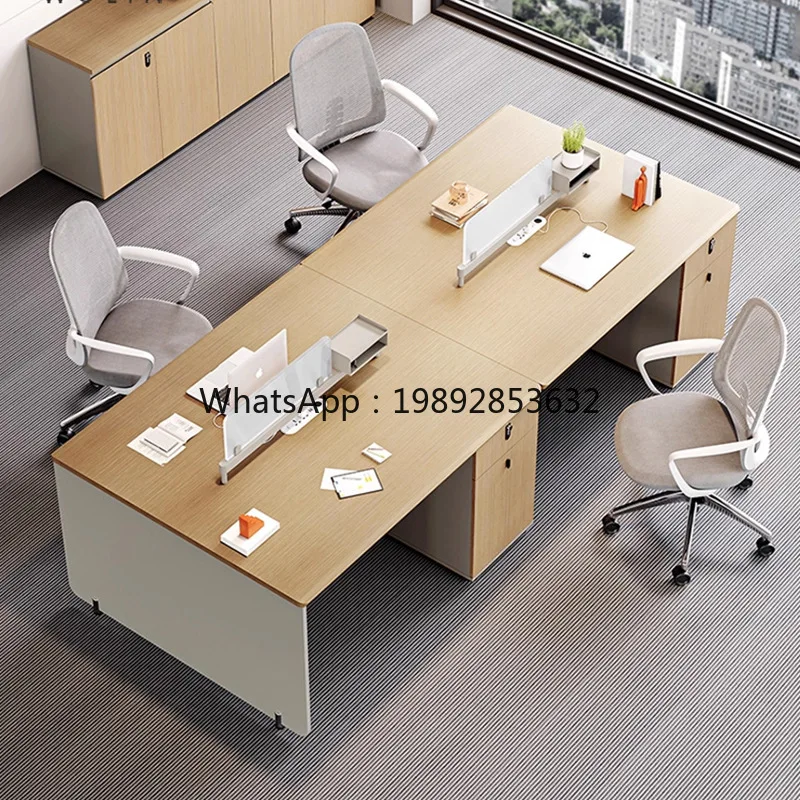 LYY Staff Desk Simple Modern Six 4-Person 6-Seat Workstation Office Furniture Solid Wood Employee Desk and Chair Set