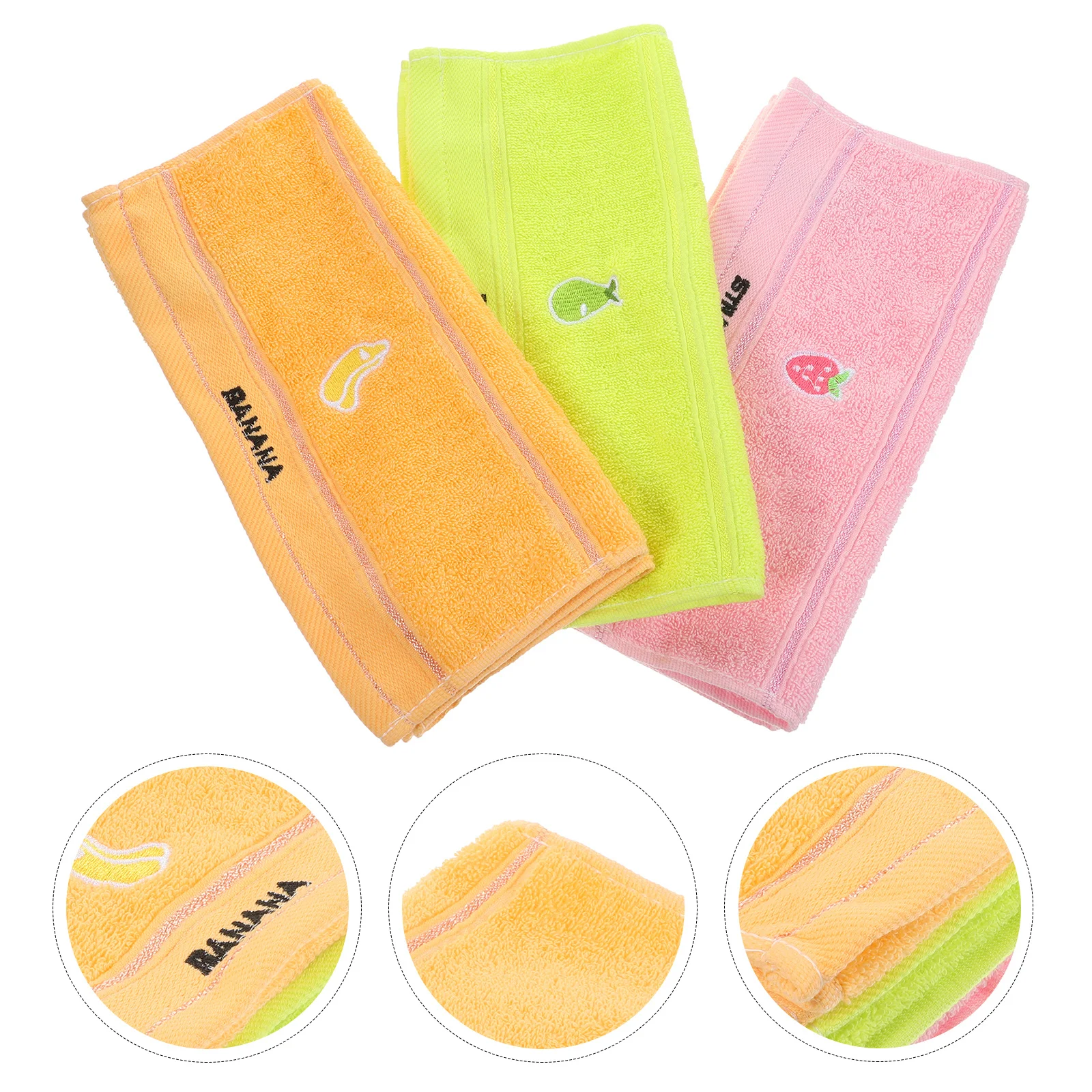 

3Pcs Cartoon Towels Cotton Hand Towels for Absorbent Face Washcloths Quick Dry Bathroom Kitchen Use Blue Pink Coffee