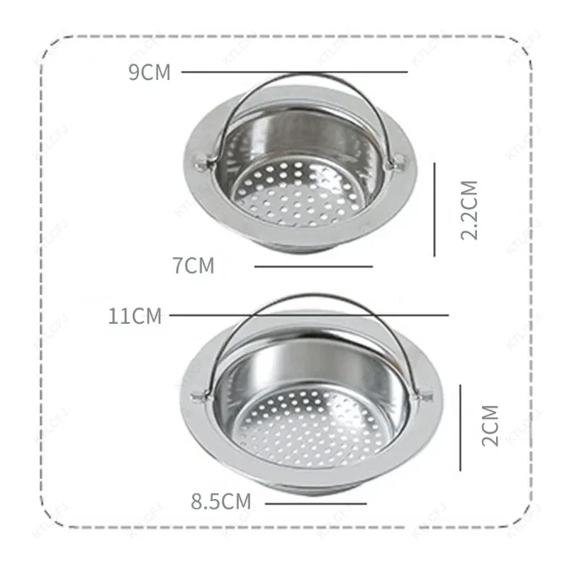 Passoire d'évier de cuisine en acier inoxydable, conception de poignée, antirouille, anti-obFum, crépine de vidange, accessoires pour la maison