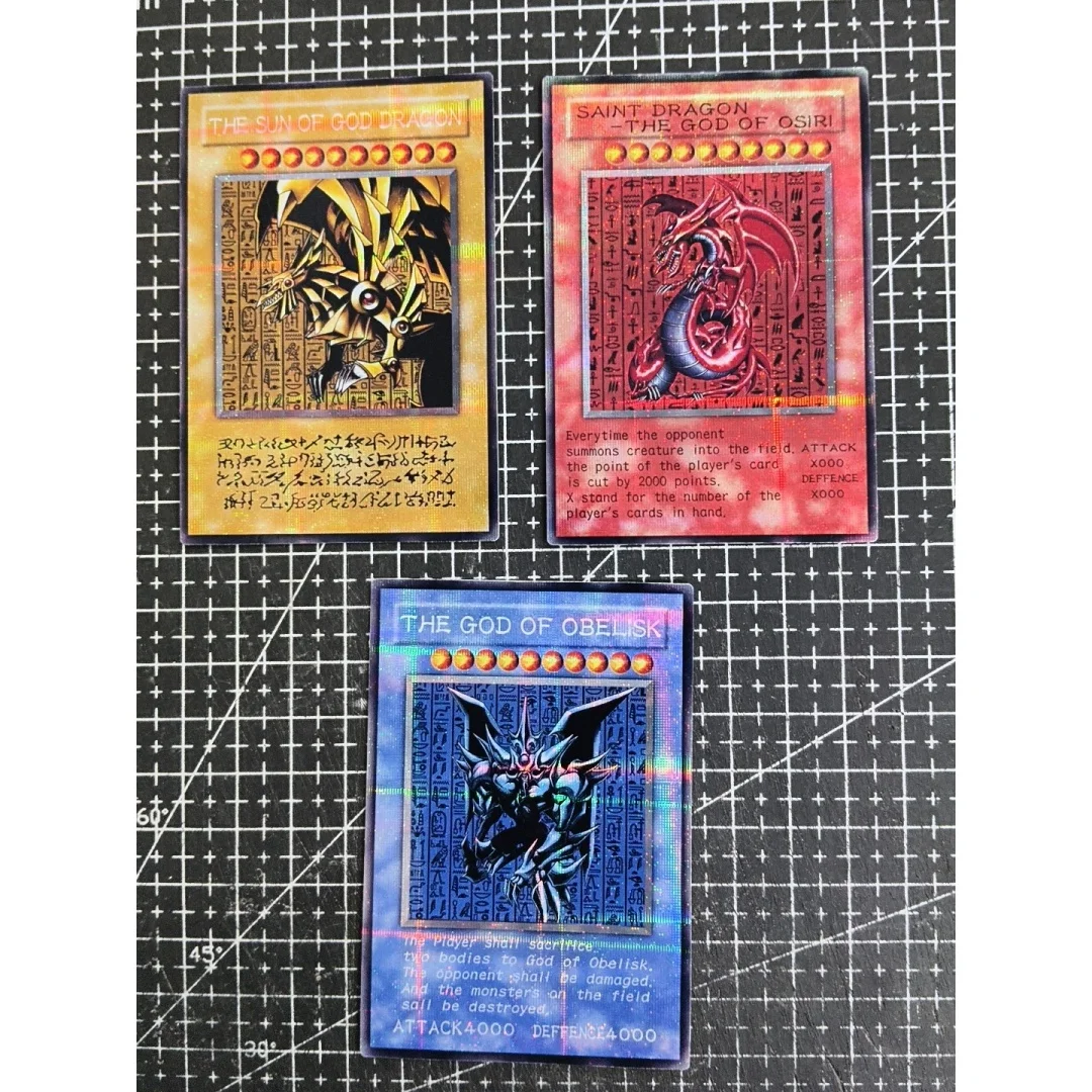 Diy Yu-Gi-Oh！old Version Egyptian God Pser Flashcard Slifer The Sky Dragon The Winged Dragon of Ra  Game Collectible Card Toys