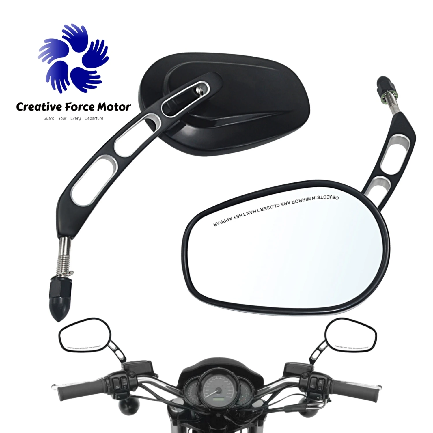 

5/16" Side Mirrors Motorcycle handlebar 360° Rear View For Harley Honda Sportster Iron 883 Fat Bob 114 Tri Street Glide Breakout