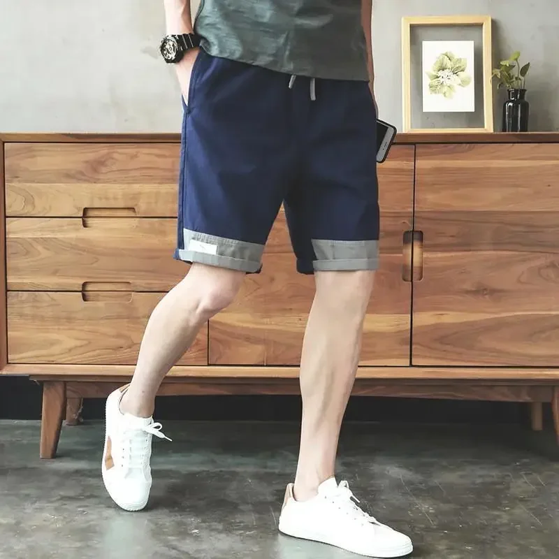 Male Bermuda Short Pants Spliced Men's Cargo Shorts with Pockets Half Summer Y2k Front Pocket Cotton Big and Tall Harajuku Loose