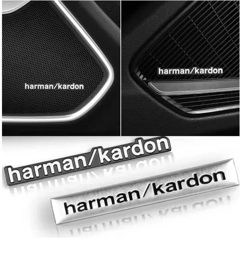 Harman Kardon BOSE Badge aluminum 3D car audio stickers For Mercedes Benz BMW Lexus Mazda Volvo Fiat Peugeot Jeep Opel Seat VW