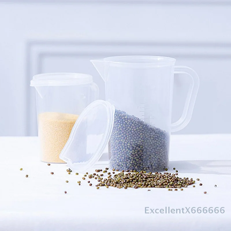 

Plastic Measuring Jug Cup Thick Handle Sealing Cover Kitchen Cooking Supplies