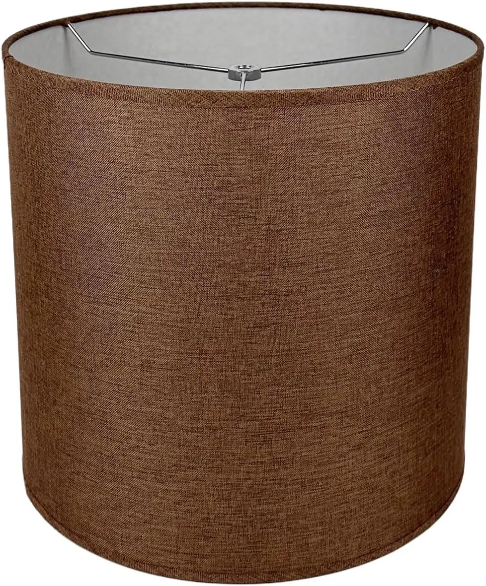 

8' x 9' Coffee Fabric Drum Lampshade, Metal Spider Fitter, No Assembly Needed