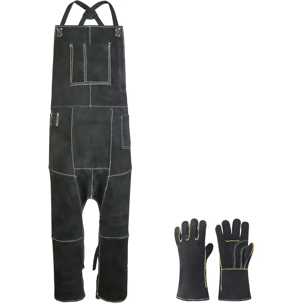 

ONETIAN Leather Welding Apron with Split Leg, Leather Work Pants, Heat and lame Resistant