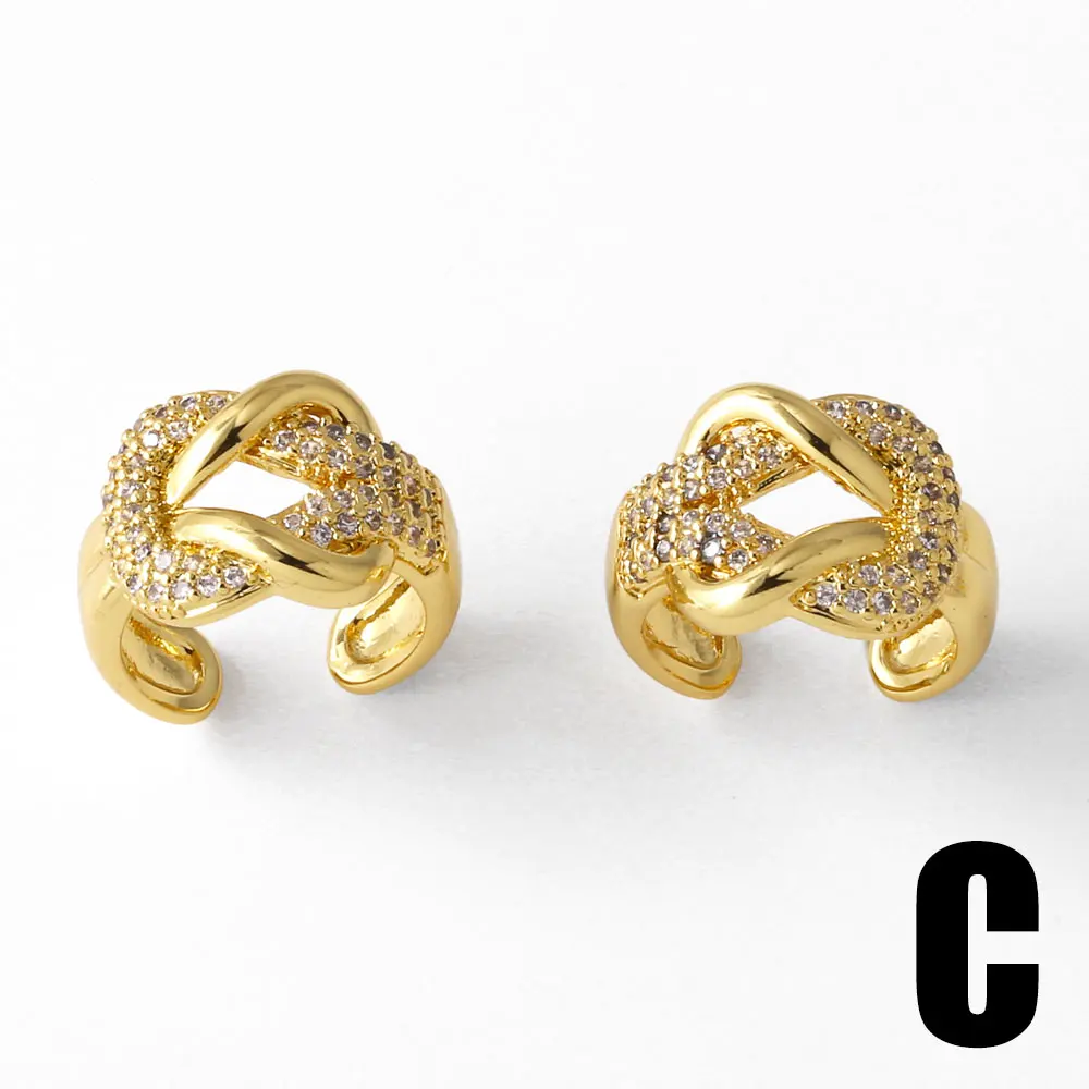Small Gold Plated Geometric Ear Clips for Women Clear Crystal Water Drop Clip Earrings No Piercing Jewelry ersv68