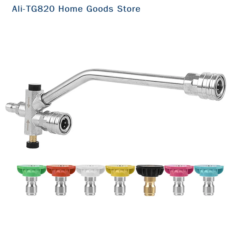 

[TG820]Pressure Washer Dual-Connector Wand Tool 1/4" Quick Connect Switch Double Tip Attachment For Foam Cannon And Spray Nozzle