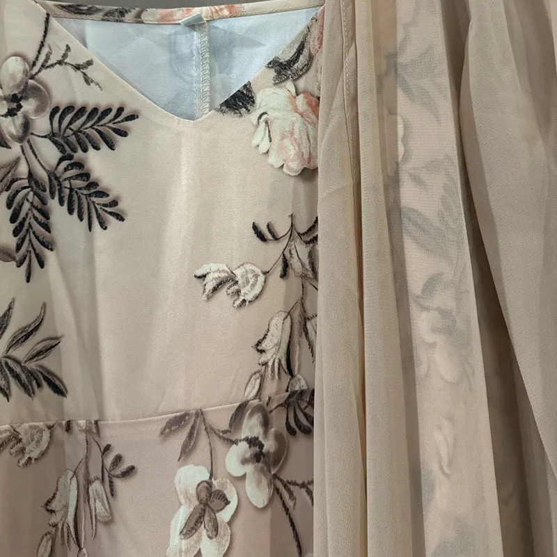 Ele Vintage besticktes Dr-Set, mittlere Taille, Polyesterfaser, regulärer Sve-langer Rock, Sommer-Basic-SLE-Zweiteiler