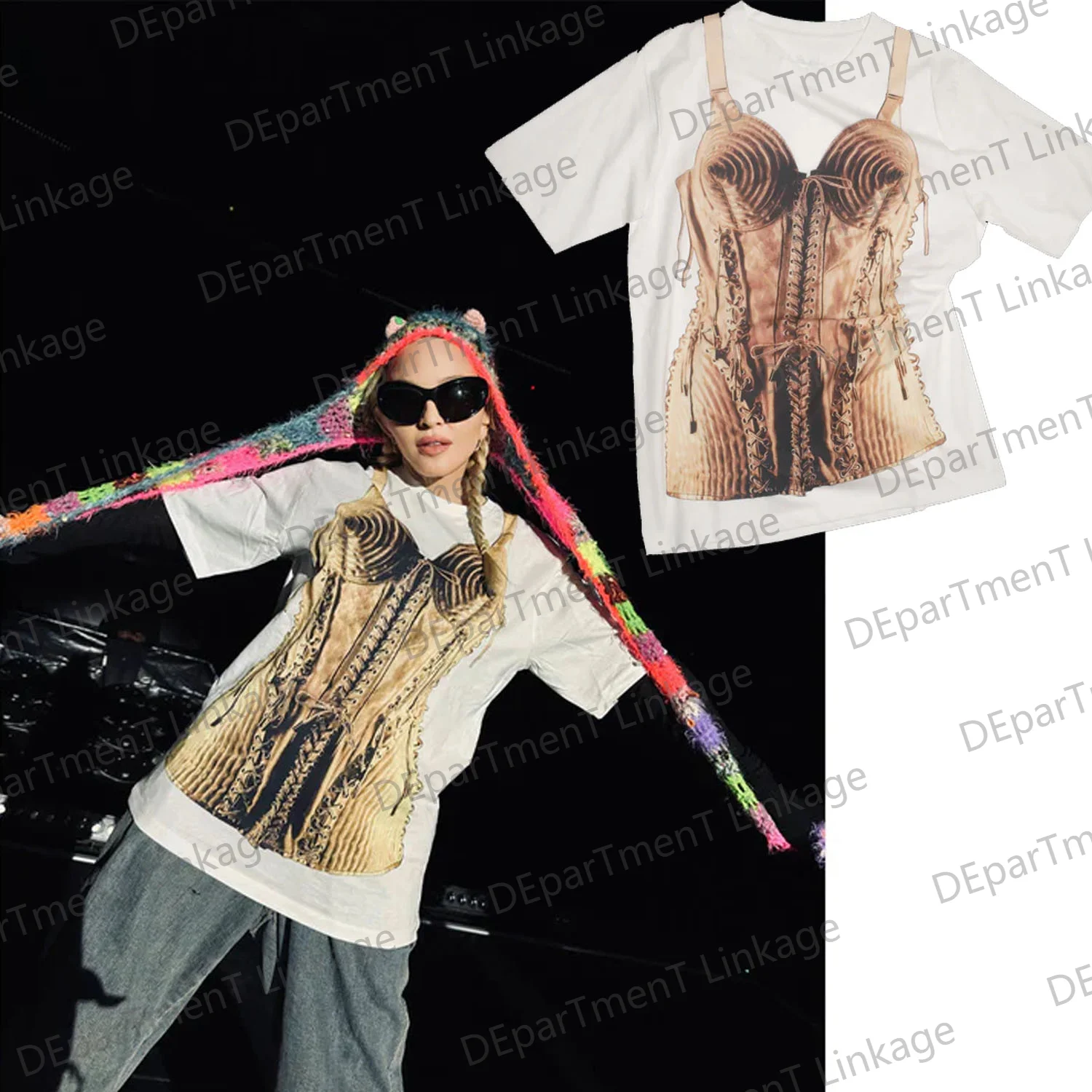 2024 New Arrival Summer Cotton T-shirt Madonna x JPG Blond Ambition Tee T-Shirt For Adult/Kids tops