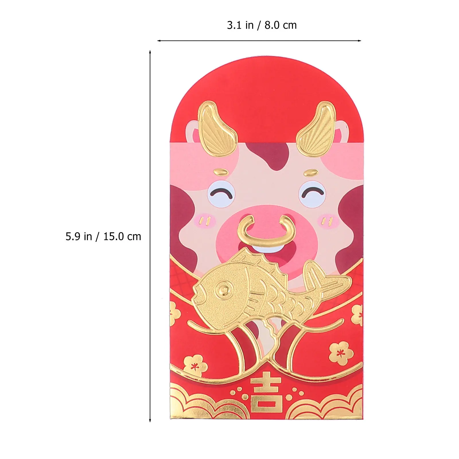 54Pcs Chinese New Year Red Envelopes Ox Pattern Cartoon Paper Red Packets Money Gift Bags Set Money Bags Packets