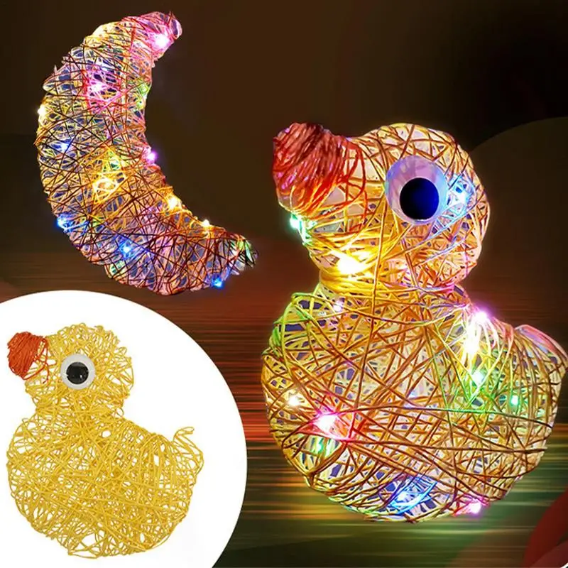 Linternas de Arte de cuerda de Three-Dimensional3D para niñas, juguetes de linterna redonda de estrella de corazón con bombillas LED, artes y manualidades