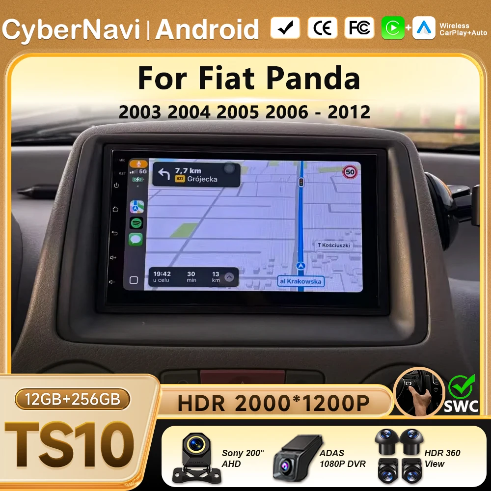 

Car Radio Carplay For Fiat Panda 2003 2004 2005 2006 - 2012 Android Auto Multimedia Player Stereo Navigation GPS 5G WiFiNo 2din