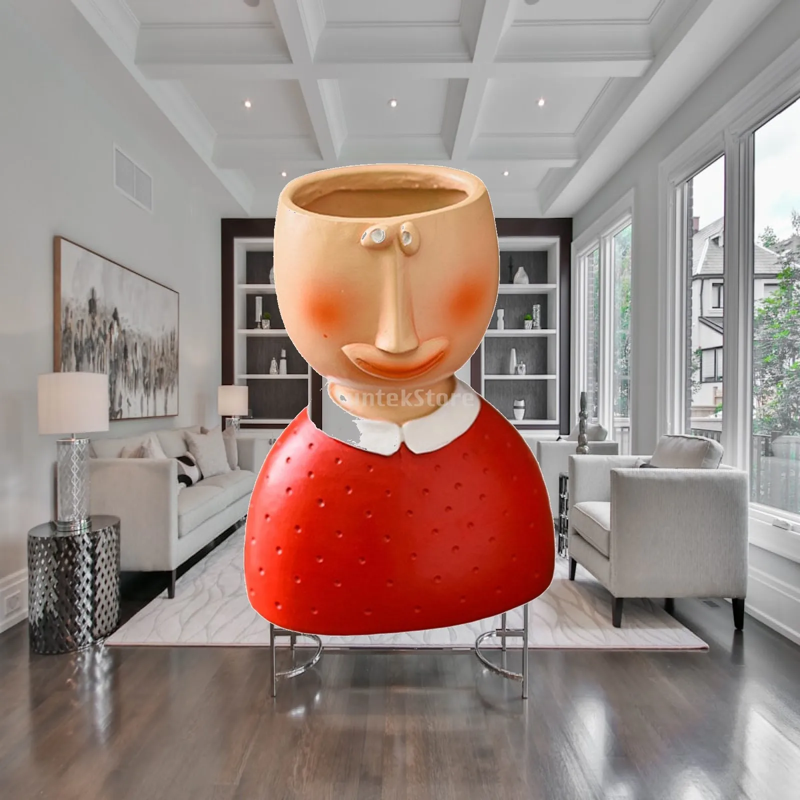 Elegant Human Bust Statue Flower Planter Plant Pot Flowerpot