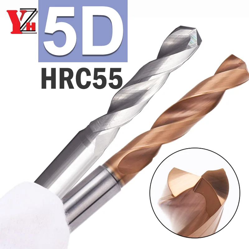 

YZH 5D HRC55 D2.1-D14.9 Спиральная дрель с внешним охлаждением для твердого металлического сплава, нержавеющий инструмент с ЧПУ для отверстия