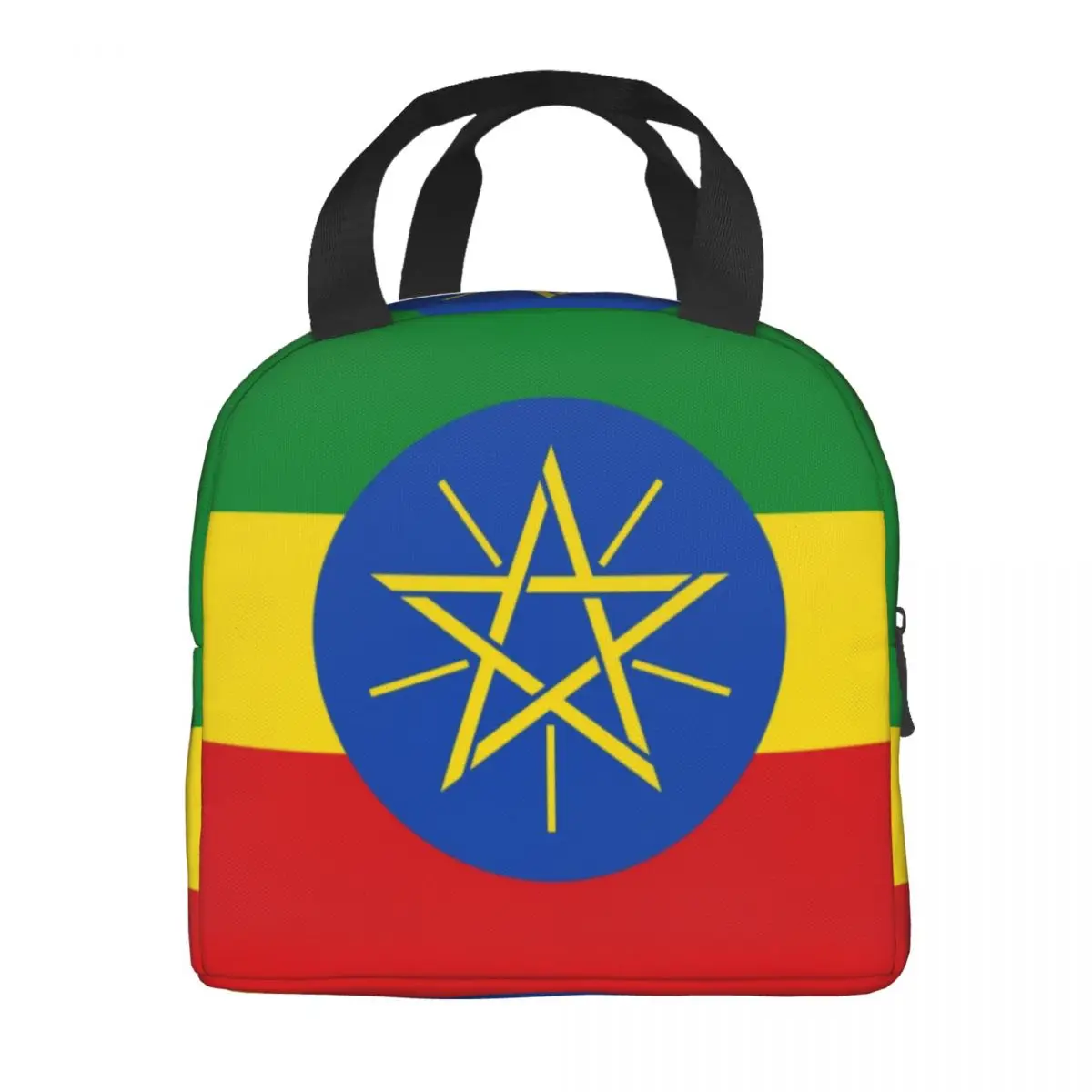 Custom Flag Of Ethiopia Insulated Lunch Bag for Women Portable Cooler Thermal Lunch Tote Office Picnic Travel