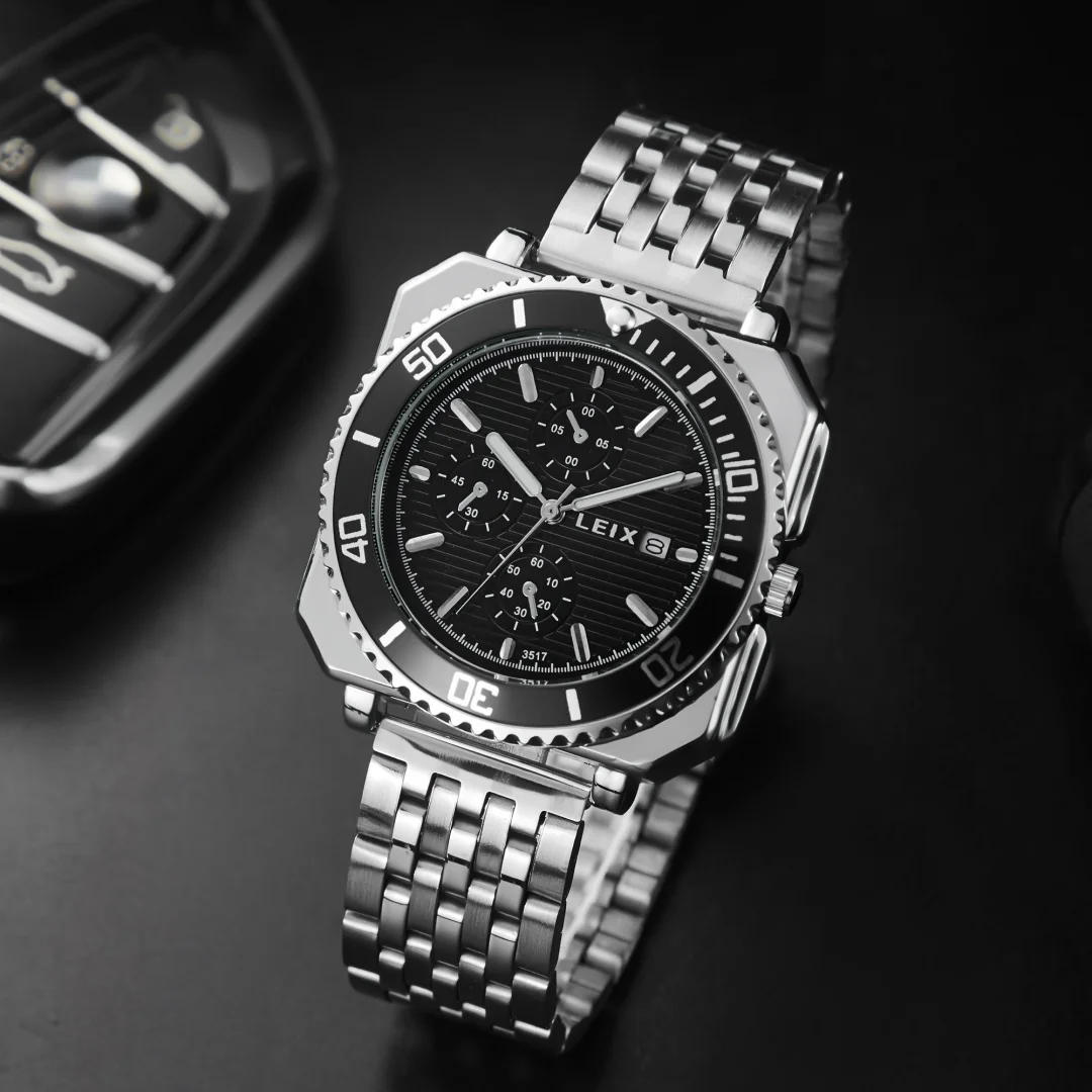 

Модные мужские часы с ремешком из нержавеющей стали, аналоговые кварцевые наручные часы с календарем, мужские часы-браслет Relogios Masculinos