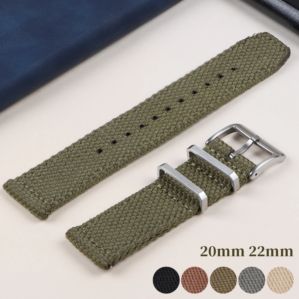 20mm 22mm Linen Nylon Watch Strap for Men Women Business Cotton Fabric Bracelet High Quality Quick Release Woven Sports Strap