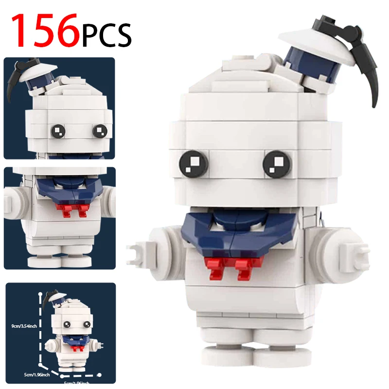 Moc Brickheadz 영화 고스트버스터드 스테이 퍼트 마시멜로 맨 빌딩 블록, 화이트 고스트 액션 피규어 장난감, 할로윈 선물 