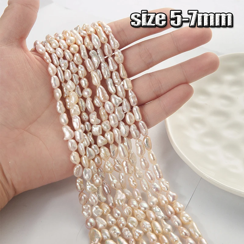 5-7mm Natural White Freshwater Pearl Beads Level A Loose Rice Shape Bead for Jewelry Making Diy Women Necklace Bracelet Supply