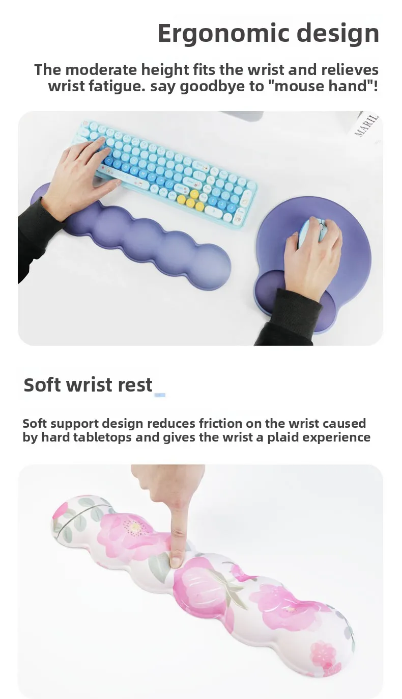 Dicke Schaumstoff-Handgelenkauflage Mauspad Tastaturunterlage Ergonomische Schreibtischunterlage für Büro und Gaming 5 Musteroptionen – Detail 3
