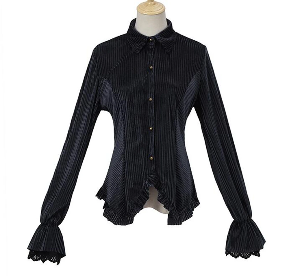 Gothic Vrouwen Gestreepte Blouse Victoriaans Halloween Meisje Shirt