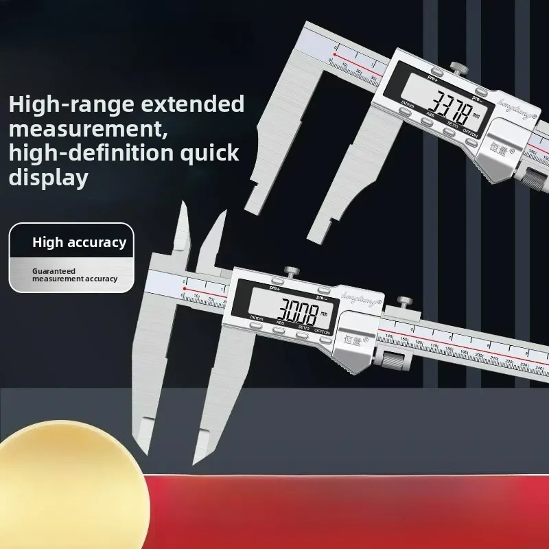 Digital Caliper 0-500mm 0.01mm Extended Jaw Double Knife Edge Single Direction Pointed Tip