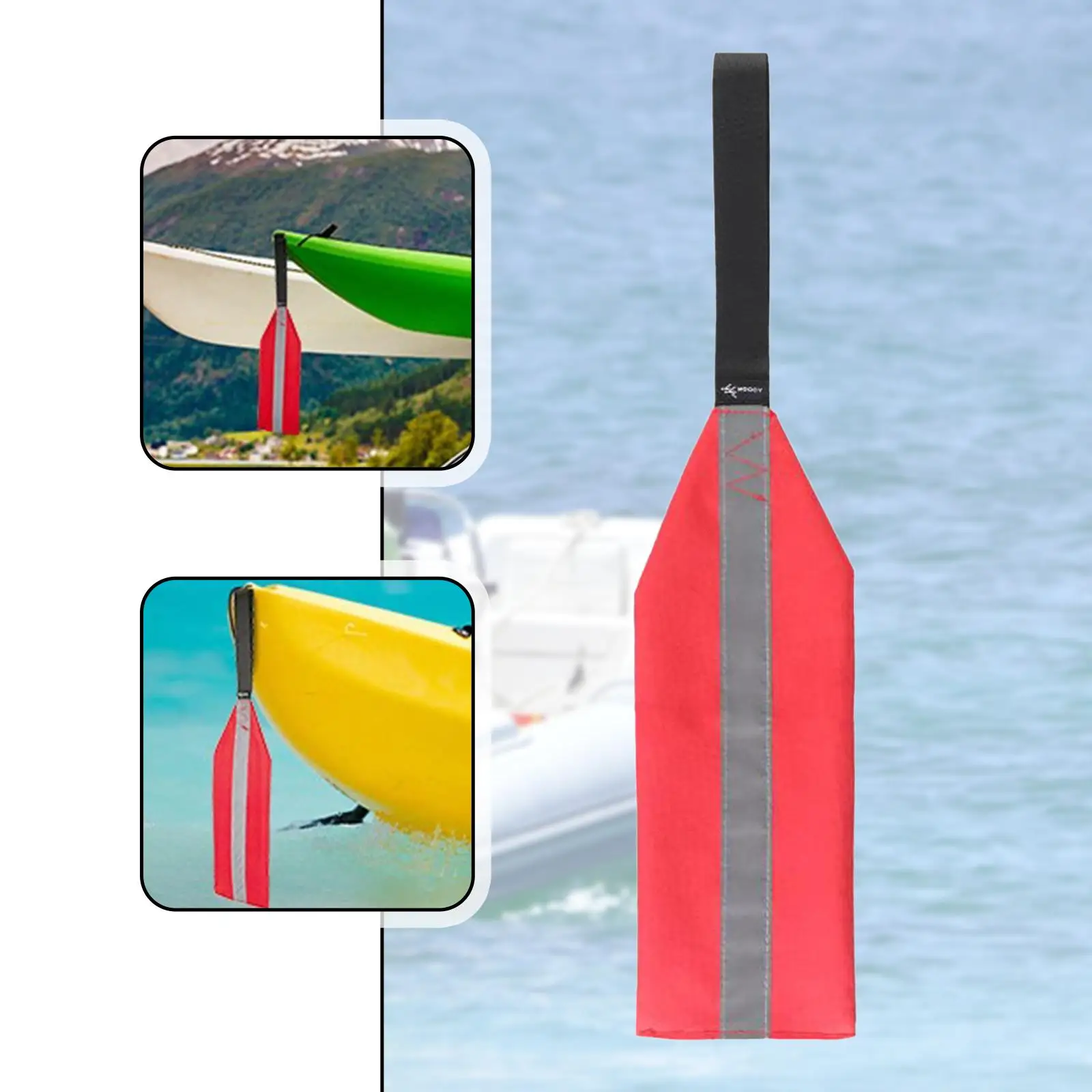 Kayak Safety Sign, Canoe Towing Warning Sign, Portable with Strap, Reflector for