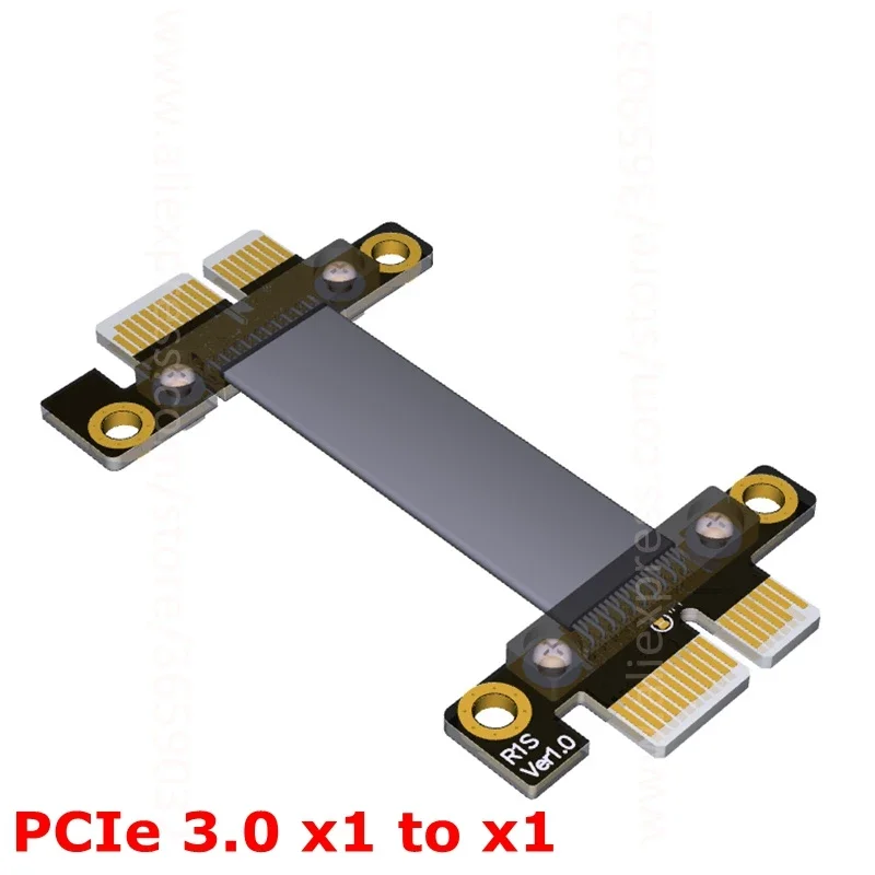 PCIe 3.0 X1 to X1 Male to Male EMI Shielded Riser Card Extender Cable 8Gbps ADT-Link Ribbon Cable for Computer Upgrade