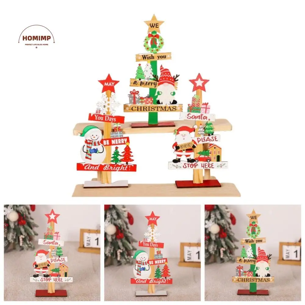 

3Pcs/set Creative Christmas Wooden Ornaments Household Durable Wooden Tabletop Ornament Decorative DIY Christmas Decoration
