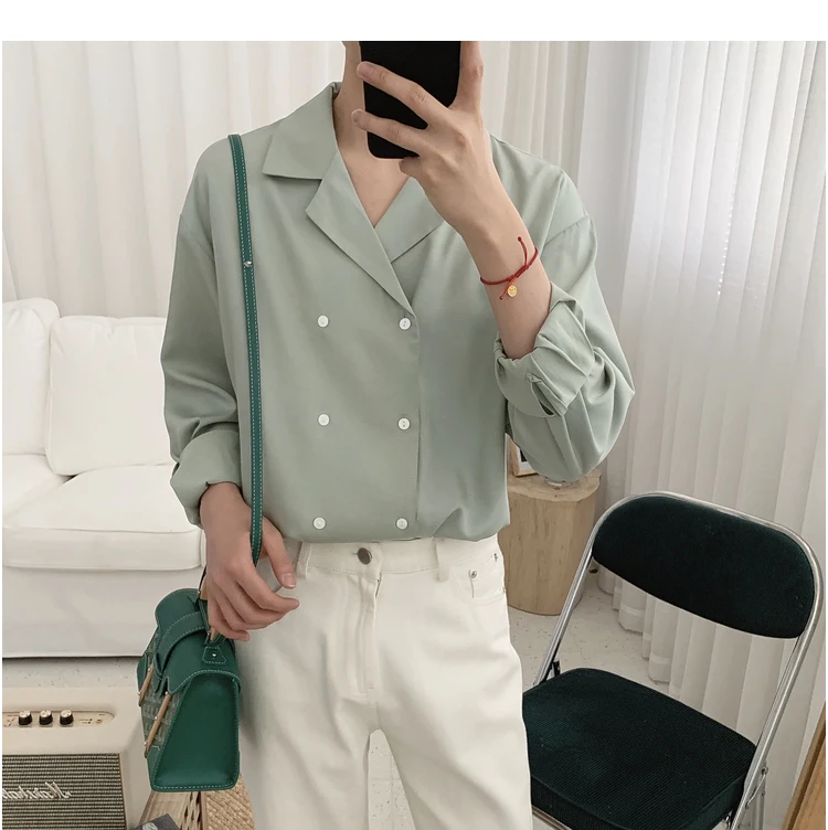 2023 Summer New Double-breasted All-match Simple Style Retro Korean Long-sleeved Summer Shirt Boutique Shirts For Men